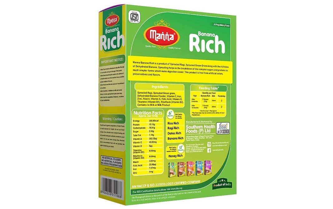 Manna Banana Rich 6+ months   Box  200 grams